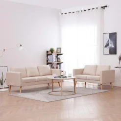 Best Muebles tifón Conjunto de sofás 2 piezas tela color crema Crema