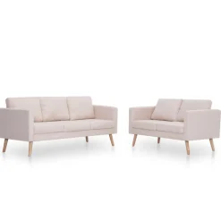 Best Muebles tifón Conjunto de sofás 2 piezas tela color crema Crema