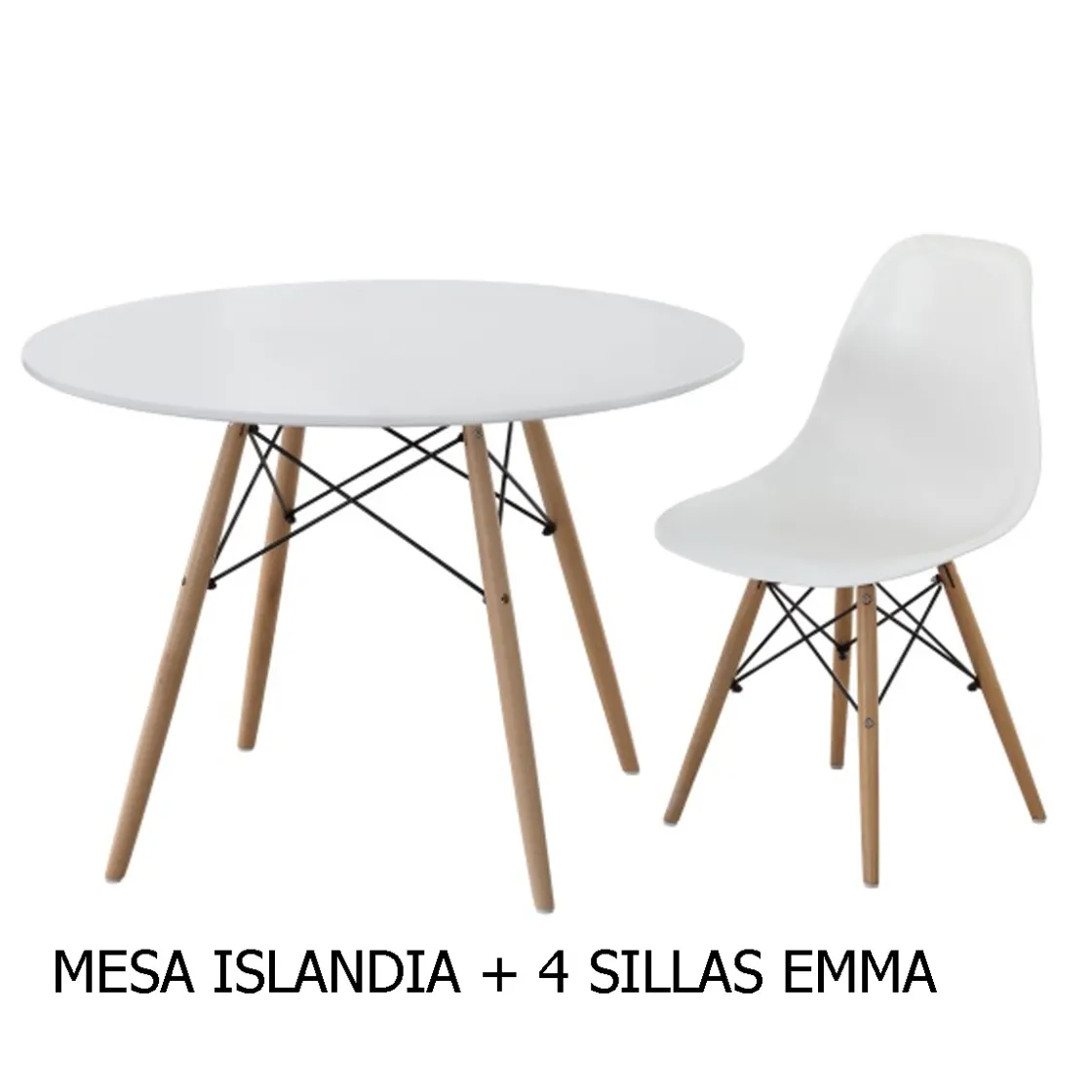 Discount Muebles tifón Conjunto mesa ISLANDIA+ 4 sillas EMMA
