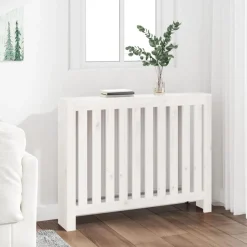 Clearance Muebles tifón Cubierta de radiador madera maciza de pino blanco 108,5x19x84cm Blanco