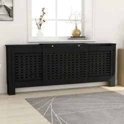Hot Muebles tifón Cubierta para radiador MDF negro 205 cm Negro