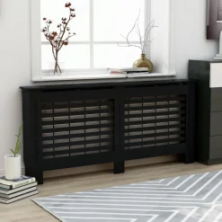 Outlet Muebles tifón Cubierta para radiador MDF negro 172x19x81,5 cm Negro