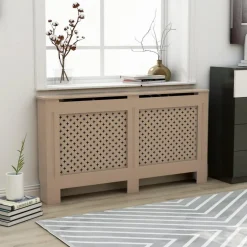 New Muebles tifón Cubierta para radiador MDF 152x19x81,5 cm Marrón