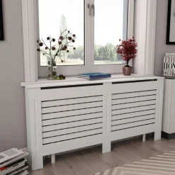 Outlet Muebles tifón Cubiertas para radiador 2 unidades MDF blanco 172x19x81,5 cm Blanco