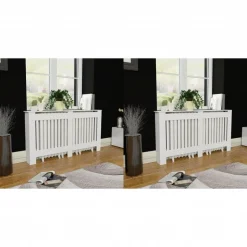 Outlet Muebles tifón Cubiertas para radiador 2 unidades MDF blanco 152 cm Blanco