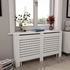 Best Muebles tifón Cubiertas para radiador 2 unidades MDF blanco 152x19x81,5 cm Blanco
