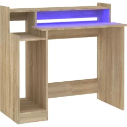 Best Muebles tifón Escritorio con LED madera contrachapada roble sonoma 97x45x90cm Marrón