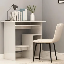 Best Muebles tifón Escritorio de madera contrachapada blanco brillo 80x45x74 cm Blanco