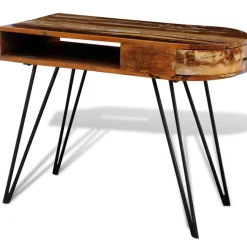 Best Muebles tifón Escritorio de madera maciza reciclada con patas de hierro Marrón