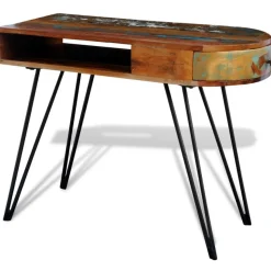 Best Muebles tifón Escritorio de madera maciza reciclada con patas de hierro Marrón