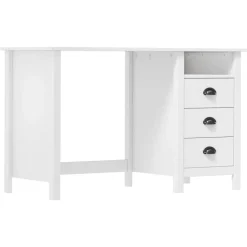 Best Muebles tifón Escritorio Hill con 3 cajones madera de pino 120x50x74 cm Blanco