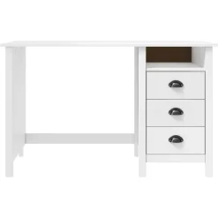 Best Muebles tifón Escritorio Hill con 3 cajones madera de pino 120x50x74 cm Blanco