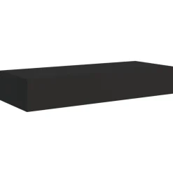 Best Muebles tifón Estante con cajón de pared MDF negro 60x23,5x10 cm Negro