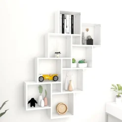 Best Muebles tifón Estante de cubo pared madera contrachapada blanco 90x15x119 cm Blanco