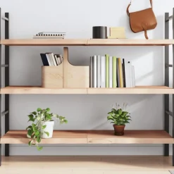 Best Muebles tifón Estante de pared madera maciza roble sin tratar 140x50x(2-4) cm Marrón