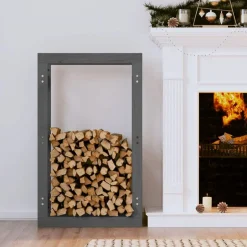 Online Muebles tifón Estante para leña madera maciza de pino gris 60x25x100 cm Gris