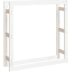 New Muebles tifón Estante para leña madera maciza de pino blanco 100x25x100 cm Blanco