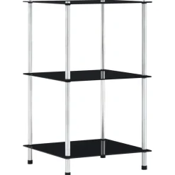 Best Muebles tifón Estantería 3 niveles cristal templado negro 40x40x67 cm Negro