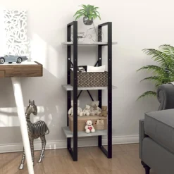 Best Muebles tifón Estantería de 3 niveles contrachapada gris hormigón 40x30x105cm Gris