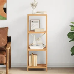 Best Muebles tifón Estantería de 4 niveles madera maciza de roble 40x30x112 cm Marrón