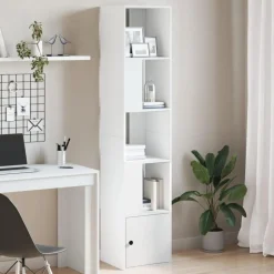 New Muebles tifón Estantería de madera de ingeniería blanca 40x36x189 cm Blanco