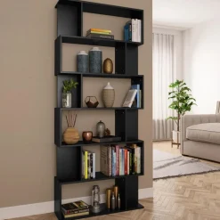 Sale Muebles tifón Estantería/divisor madera contrachapada negro 80x24x192 cm Negro