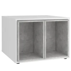Best Muebles tifón FMD Mesa de centro con 2 mesitas blanco y gris hormigón 67,5x67,5x50cm Multicolor
