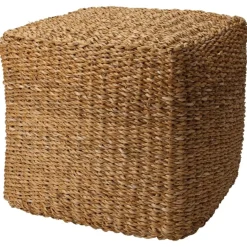 Clearance Muebles tifón Home&Styling Puf redondo natural de hierba marina 40x40x38 cm Marrón
