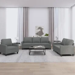 Best Muebles tifón Juego de sofás con cojines 3 piezas tela gris oscuro Gris