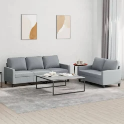 Best Muebles tifón Juego de sofás con cojines 2 piezas tela gris claro Gris