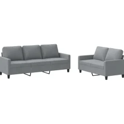 Best Muebles tifón Juego de sofás con cojines 2 piezas tela gris claro Gris