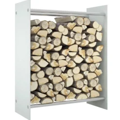 Fashion Muebles tifón Leñero de vidrio templado blanco 80x35x100 cm Blanco
