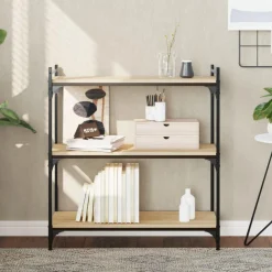 Hot Muebles tifón Librería 3 estantes madera ingeniería roble Sonoma 80x30x86 cm Marrón