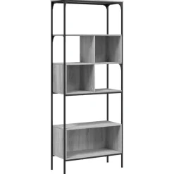 Discount Muebles tifón Librería 5 estantes madera ingeniería gris Sonoma 76x33x188,5cm Gris