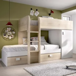 Online Muebles tifón Literas tren juvenil RECORD Natural- blanco