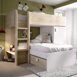 Online Muebles tifón Literas tren juvenil RECORD Natural- blanco