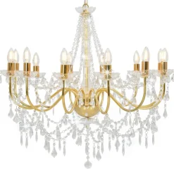 Best Muebles tifón Lámpara de araña con cuentas dorado 12 bombillas E14 Oro