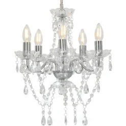 Best Muebles tifón Lámpara de araña con cuentas de cristal plateado redonda 5xE14