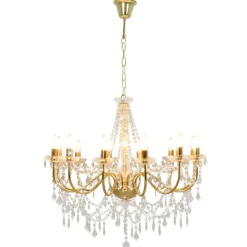 Best Muebles tifón Lámpara de araña con cuentas dorado 12 bombillas E14 Oro