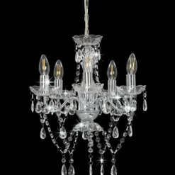 Best Muebles tifón Lámpara de araña con cuentas de cristal plateado redonda 5xE14