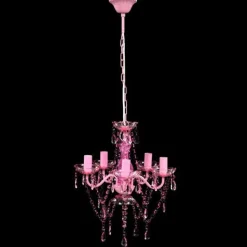 Best Muebles tifón Lámpara de araña de cristal 5 bombillas rosa