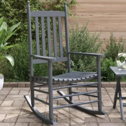 Best Muebles tifón Mecedoras con asiento curvo 2 uds madera álamo maciza gris Gris