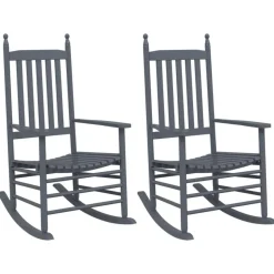 Best Muebles tifón Mecedoras con asiento curvo 2 uds madera álamo maciza gris Gris