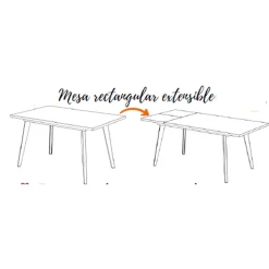 Clearance Muebles tifón Mesa comedor pata metálica inclinada negra EINAR Polar Ext. 90 140(191)