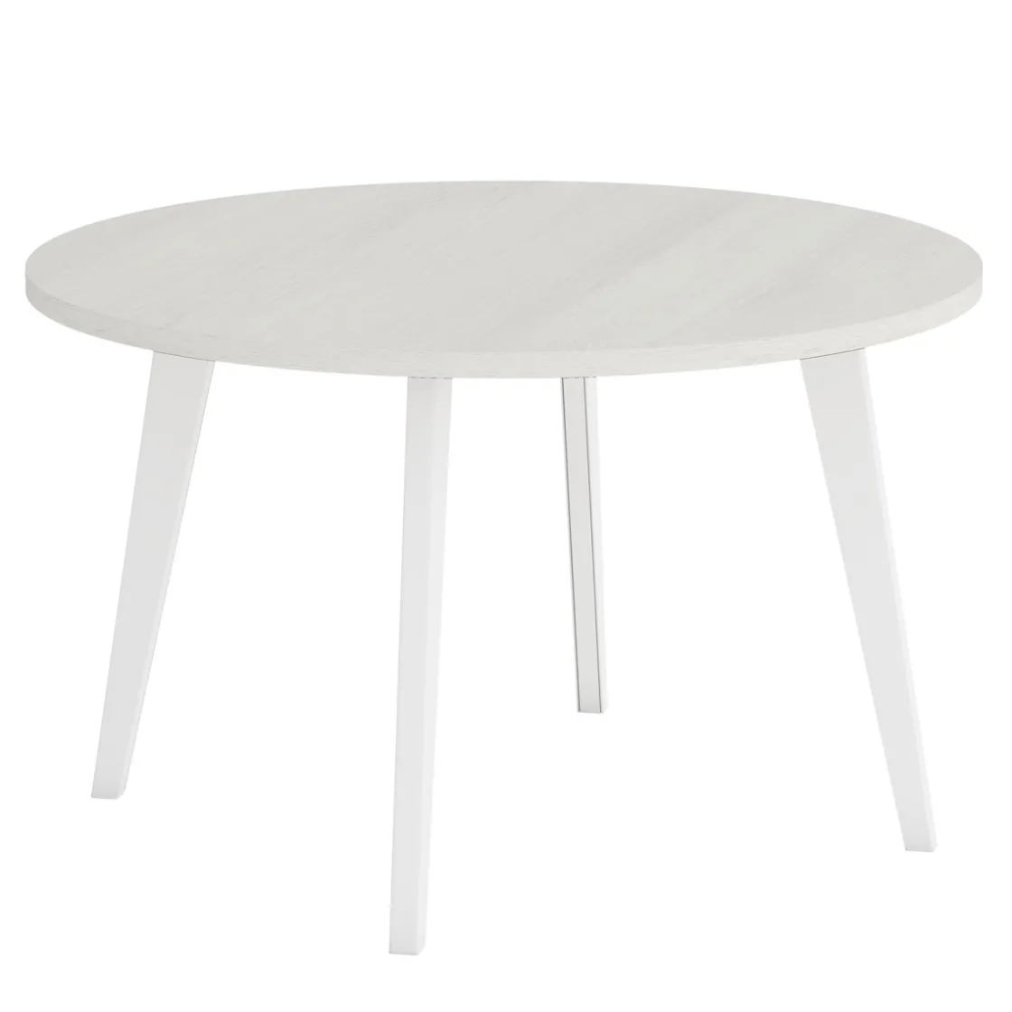 Discount Muebles tifón Mesa comedor redonda pata metalica inclinada blanca EINAR Polar Fija 100 cm. DIAM.