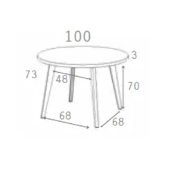 Discount Muebles tifón Mesa comedor redonda pata metalica inclinada blanca EINAR Polar Fija 100 cm. DIAM.