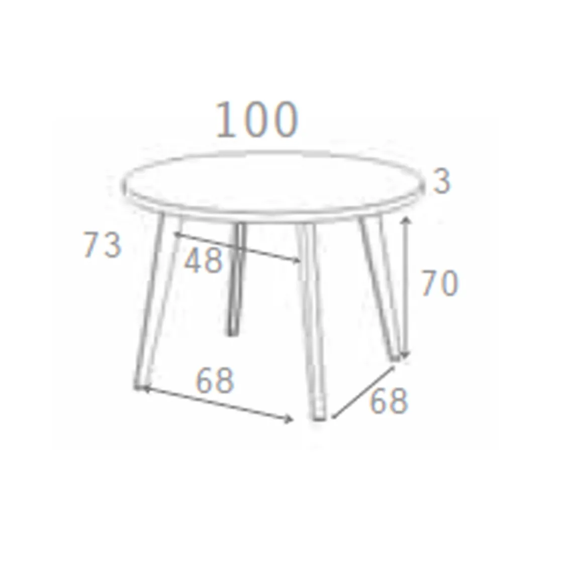 Discount Muebles tifón Mesa comedor redonda pata metalica inclinada blanca EINAR Polar Fija 100 cm. DIAM.