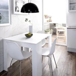 Clearance Muebles tifón Mesa consola extensible KITO [5 posiciones] Blanco brillo