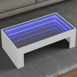 Best Muebles tifón Mesa de centro con Infinity LED blanco 90x50x30 cm Blanco