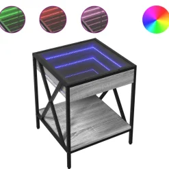 Best Muebles tifón Mesa de centro con Infinity LED gris Sonoma 40x40x49 cm Gris